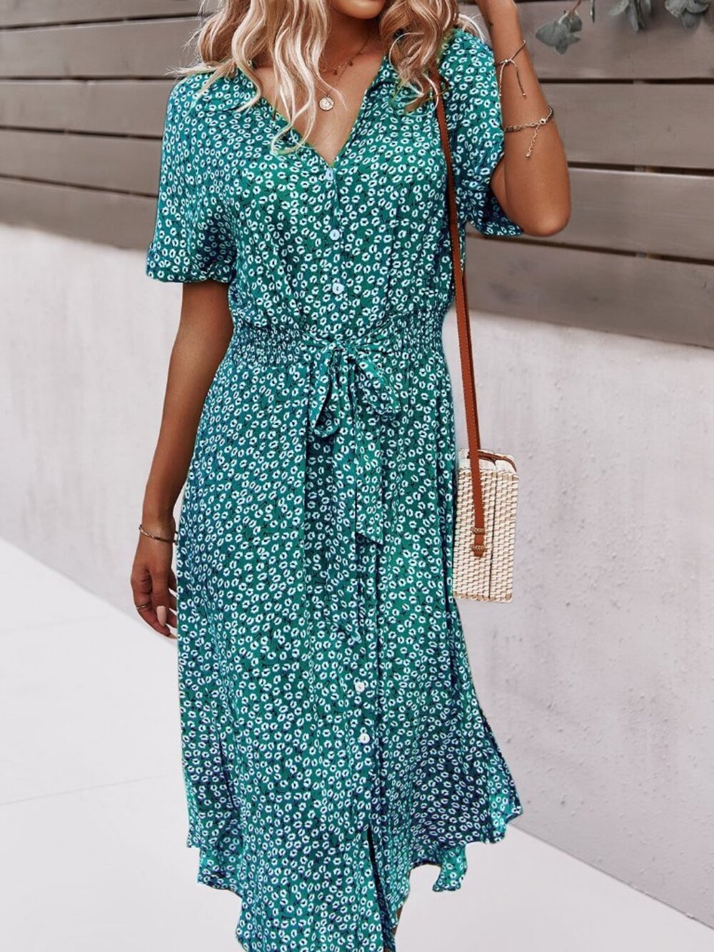 Cadet Blue Casual Women's Floral Ditsy Maxi Dress - Picture 6 of 6